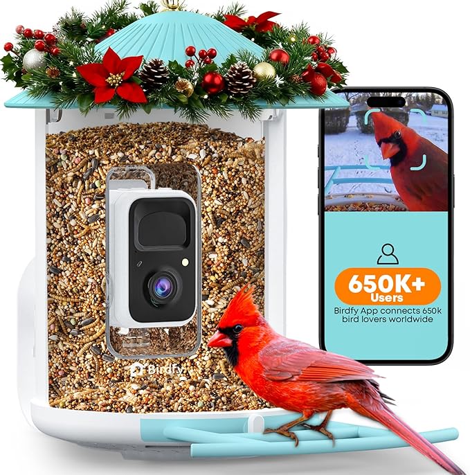 NETVUE by Birdfy Smart Bird Feeder with 2K AI Camera, Auto Capture Videos & Motion Detection, Live Steam, Wireless Wildbird Watching, Ideal Gift for Outdoor Backyard Birder(AI by Subscription)