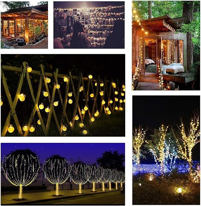 Toodour Solar String Lights Outdoor, 56ft 100 LED Globe String Lights with 8 Modes, Waterproof Solar Powered Patio Lights for Garden, Lawn, Gazebo, Porch, Yard, Wedding, Party Decor - Warm White