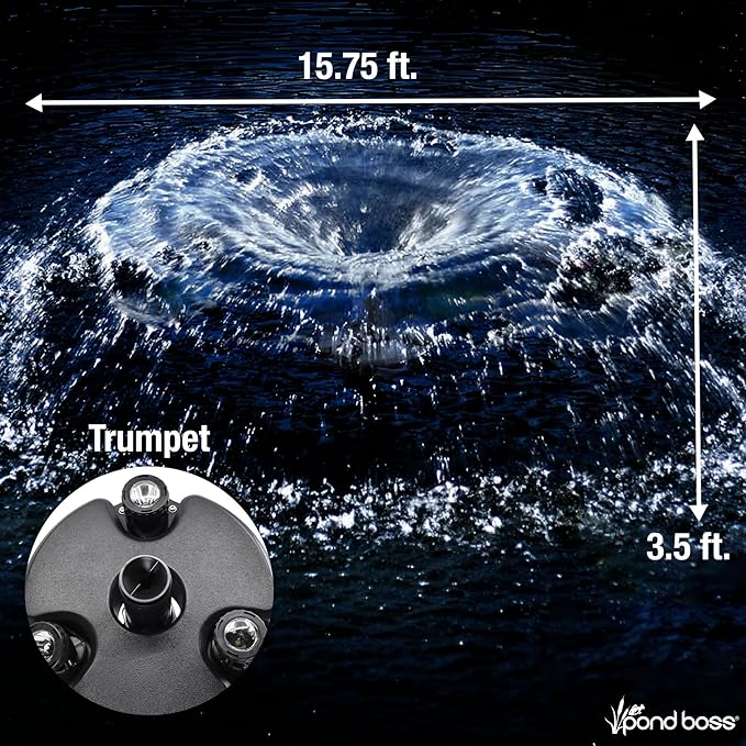 Pond Boss DFTN12003L Floating Fountain With Lights, 50 Foot Power Cord, 1/4 hp