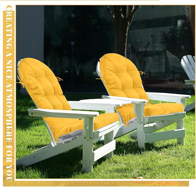 Geelin 2 Pcs Adirondack Chair Cushion High Back Patio Rocking Chair Cushion 44 x 19 x 4 Inch Tufted Weather Resistant Fade Resistant Seat for Patio Rocking Seat