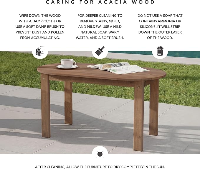 Linon Coffee Table, 18.11D x 35.24W x 18.11H in, Acorn