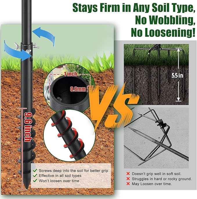 Heavy Duty Bird Feeder Pole - 88" Adjustable Bird House Stand Outdoor, Anti-Tip Auger & Stable Mount for Smart Camera Birdfeeder,Bluebird House, Bird Buddy, Birdfy