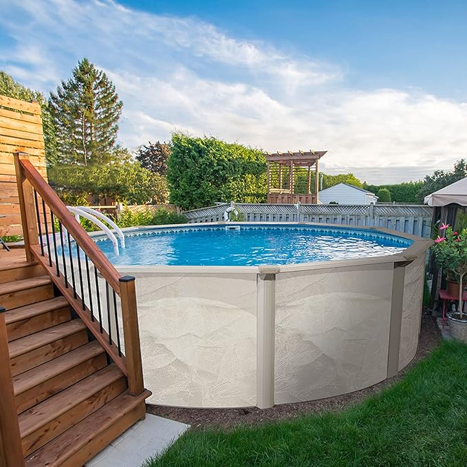 Aquarian Phoenix Round Above Ground Swimming Pool Kit, 18' x 52" - Includes Ladder, Sand Filter Pump, Thru-Wall Skimmer, Liner & Leaf Net, Steel Frame w/Galvanized Walls, Outdoor or Backyard Setup