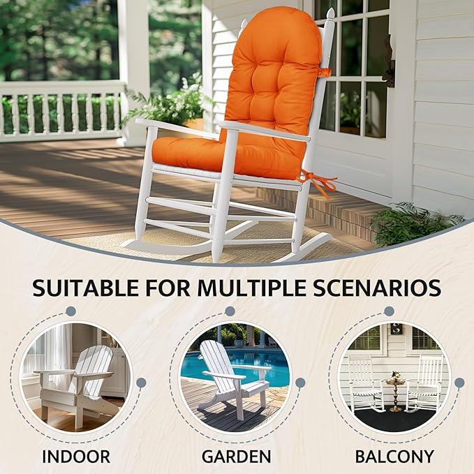 mudilun Outdoor Adirondack Chair Cushion High Weather Resistant Tufted Waterproof Lounge Cushion Anti-Slip Thickened High Back Patio Seat Pads