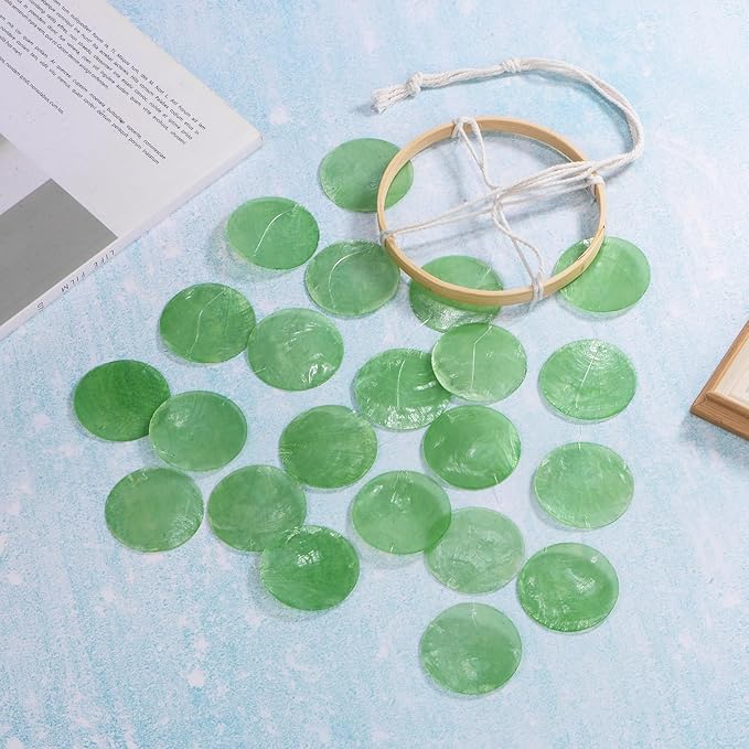 Shell Wind Chime for Outside, Seashell Wind Chime Sea Glass Shell Wind Chime for Outside/Patio/Garden/Porch Decor, Handcrafted Wind Chime [Green]