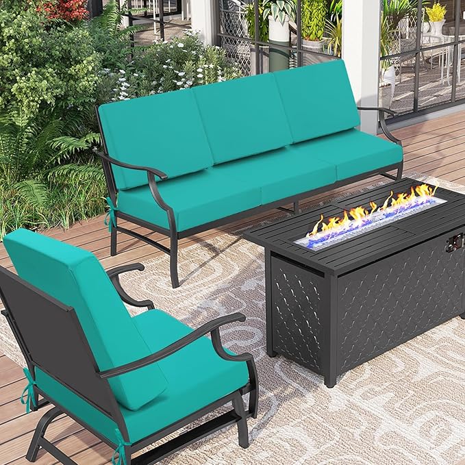 Outdoor Cushions for Patio Furniture, Outdoor Seat and Back Cushion, Waterproof Hampton Bay Deep Seat Replacement Couch Cushions for Garden Lawn, 24x24 Blue