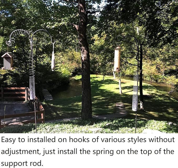 4 Pieces Squirrel Proof Metal Spring Barrier Device Spring Guard Baffle Accessories Outdoor Bird Feeder Protects Hanging Spring Type Coil Poles Raccoon Proof (Black，1.4“)