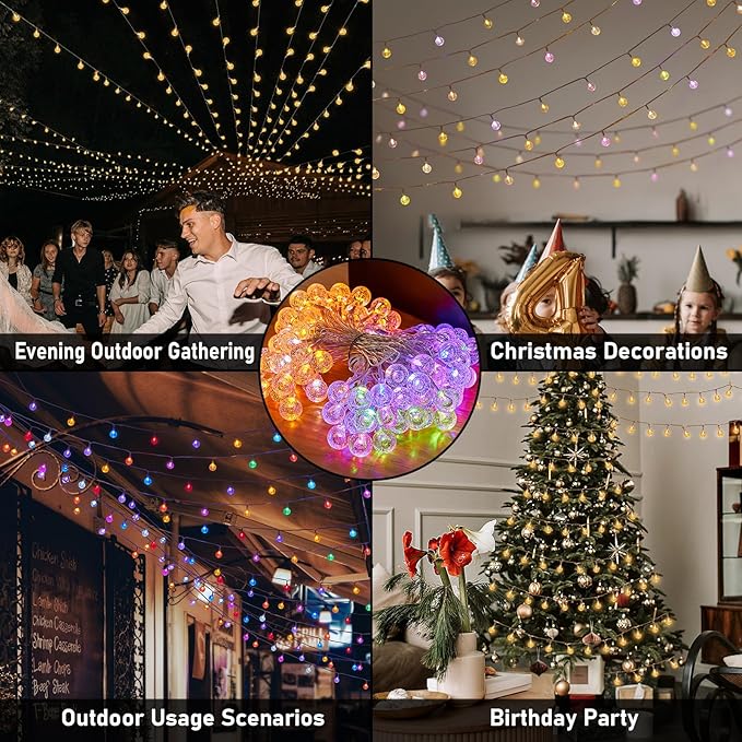39FT Outdoor String Lights, 68 LED Patio Lights with Remote Control, Voice-Activated & Music Sync Mode, 16 Color-Changing Modes, Waterproof for Patio Garden Party Decor