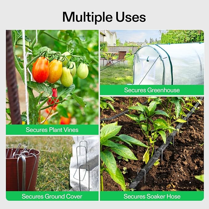 VIVOSUN 6-Inch 400-Pack Garden Stakes, 11-Gauge Galvanized Steel U-Shaped Staples for Landscape Fabric, Ground Cover, Soaker Hose, Irrigation Tubing, and Fence Securing