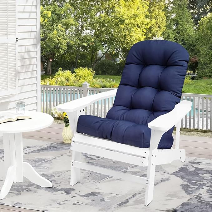 Outdoor Adirondack Chair Cushions for Patio Furniture Navy Blue Thick Tufted Waterproof Rocking Chair Cushion with High Back,43"*20"*3.9"