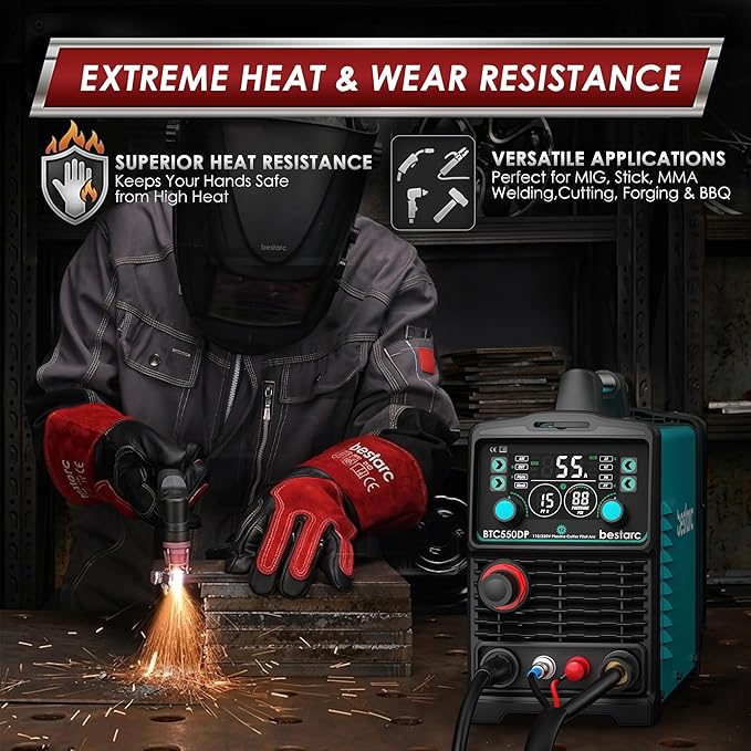bestarc Leather Forge MIG Welding Gloves, 932℉ Heat Resistant Welding Gloves with Kevlar Stitching for MIG, TIG, Stick, Forge