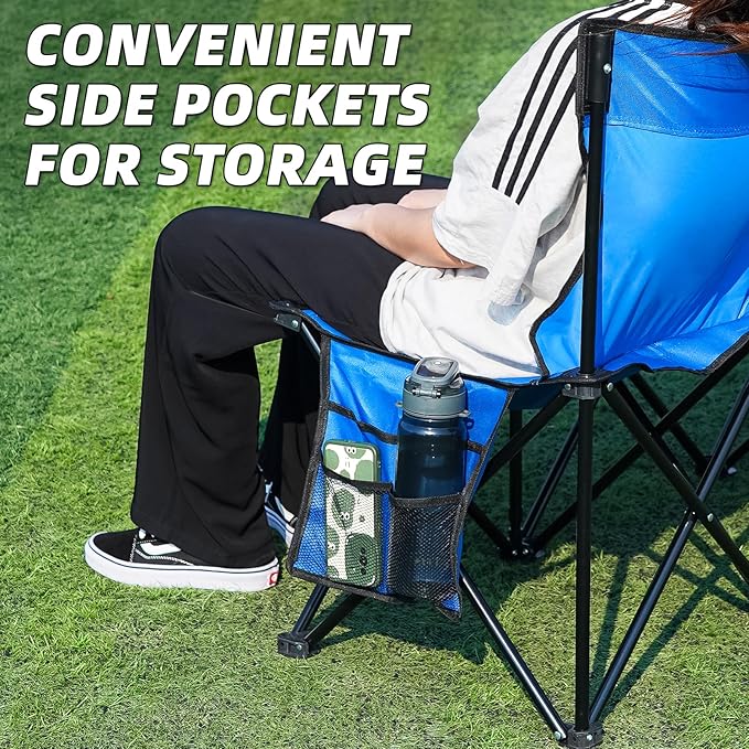 G GOOD GAIN Portable Soccer Bench - Team Bench Soccer 6 Seats with Bag, Sideline Folding Bench, Folded Chair Seating 6 for Football Camp Outdoor Sport Events, Team Chairs for Adults, Blue