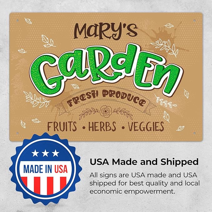 Custom Garden Signs, Personalized Sign for Garden, for Mother's Day, Mom, Or Girlfriend Sign, 12x18 Inches, Rust Free .063 Aluminum, Fade Resistant, Made in USA by Sigo Signs