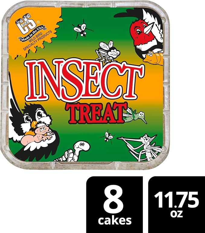 C&S Insect Suet Treat, Suet Cakes for Wild Birds, 11.75 Ounces, Pack of 8
