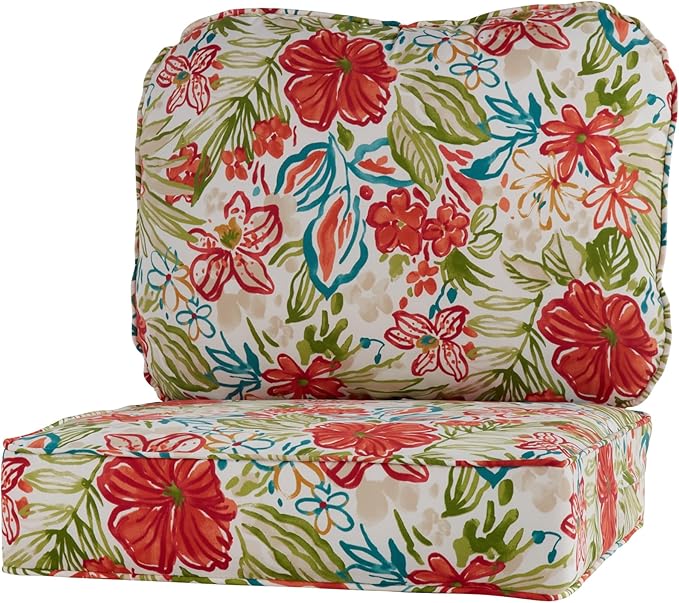 Greendale Home Fashions Outdoor Reversible 2-Piece Deep Seat Cushion Set, Garden Floral