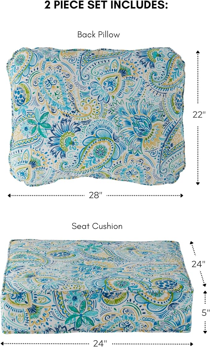 Greendale Home Fashions Outdoor Reversible 2-Piece Deep Seat Cushion Set, Paisley
