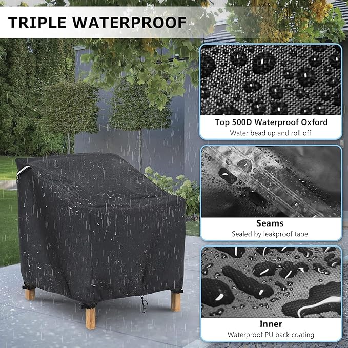 Gasadar Patio Chair Cover - 2 Pack, Patio Furniture Covers Waterproof, Heavy Duty Outdoor Chair Covers, Lawn Outdoor Furniture Cover -38" W x 40" D x 31" H