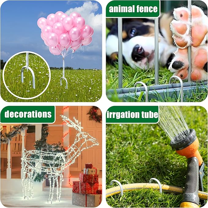 200 Pack Garden Stakes 6 Inch U-Shaped Drip Irrigation Stakes Galvanized Landscape Staples Garden Pins Yard Lawn Ground Stakes for Soaker Hose Drip Line Tubing Landscape Fabric Weed Barrier