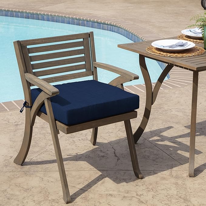 Arden Selections Outdoor Wicker Chair Cushion, 20 x 18, Rain-Proof, Fade Resistant 21 x 21, Sapphire Blue Leala (Pack of 4)