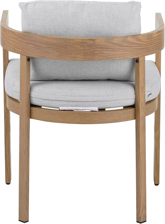 Christopher Knight Home Elko Acacia Wood Outdoor Dining Set for 6, Wooden 7 Piece Patio Dining Table Set, Outdoor Metal Dining Chair and Table Set with Cushion, Patio Furniture Set, Teak+Light Gray