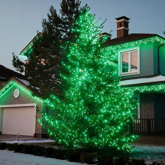 LAMPHOME St. Patrick's Day Mini String Lights,Green st Patricks Day Tree Decorations,300Lights 63.8ft(2pk of 150L) Christmas Light for Outdoor Christmas Tree Garden Holiday Party Patio Decor