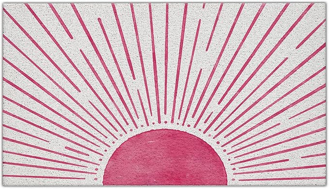 Nogrit Abstract Boho Sun Door Mat, Minimalist Pink Sunshine Sunray Doormat Bathmat for Indoor Outdoor Entrance, Mid Century Modern Boho Welcome Mats for Front Door Outside Porch Entryway, 17x30 Inches