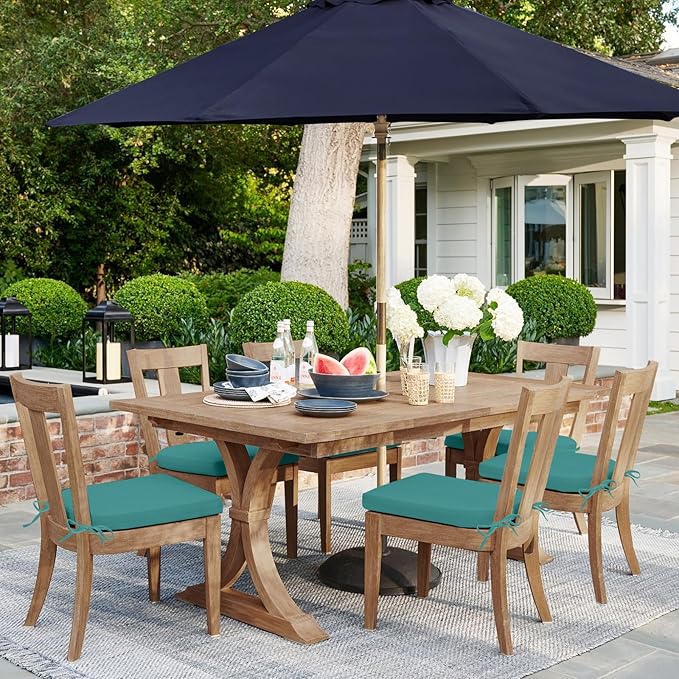 HARBOREST Outdoor Chair Cushions Set of 6, Water Resistant Patio Chair Cushions with Ties, Outdoor Seat Cushions for Patio Furniture, 17"x16"x2", Teal