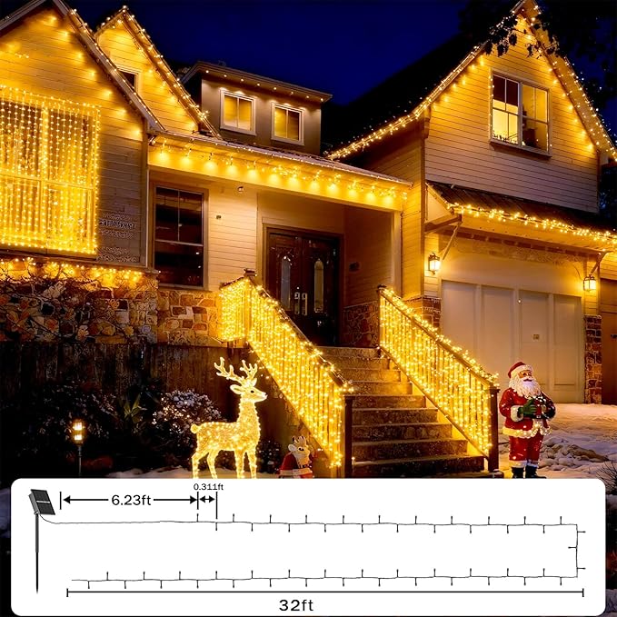 SOLARBABY 4 Pack Solar Christmas Lights Outdoor,Total 146Ft 400 LED Solar String Lights Outdoor with 8 Modes,Waterproof Warm White Fairy Light for Outside Garden Patio Xmas Tree Christmas Decoration