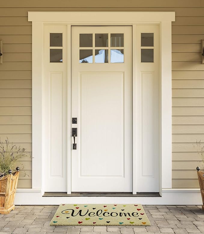 DII Natural Coir Doormat Outdoor Welcome Mat, 17x29, Hearts