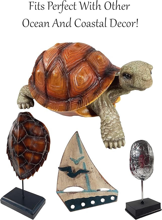Urbalabs Indoor Standing Modern Turtle Shell Decor Minimalist Tortoise Beach Garden Statues Ocean Lake Cabin Beach Ocean Nautical Decorative Fishing Beach Themed Home Decor Nautical (Sea Turtle)