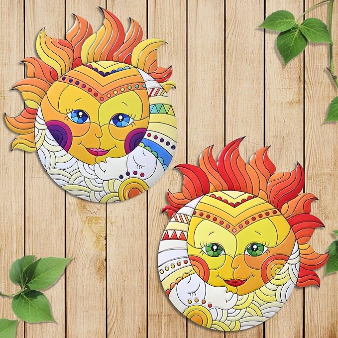 Metal Sun Wall Art Decor,13inches Sun Wall Art Hanging Decoration for Indoor and Outdoor for Room Garden Porch Fence Balcony Patio Decor