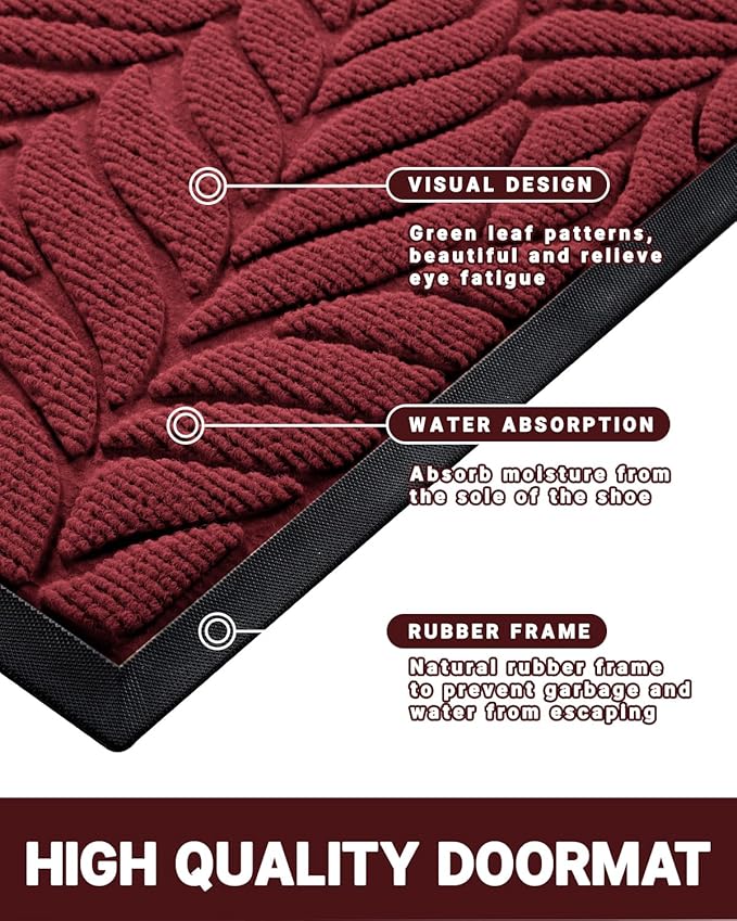 Yimobra 47x32 Large Door Mat Outdoor Indoor, All-Season Waterproof Door Mat Outside Entrance, All-Weather Non-Slip Outside Doormat for Garage Patio Entryway, Red