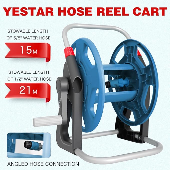 Garden Water Hose Reel Cart,Holds 50-60 Ft of 5/8 Inch Hose, Portable Hose Pipe Holder for Outside