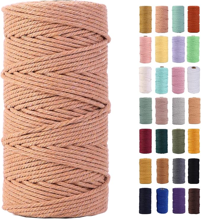Brick Red Macrame Cord 3mm x 109Yards,Colored Cotton Rope Colorful Cotton Cord Soft Craft Cord Twine for Wall Hanging Plant Hangers Crafts Decorative Projects