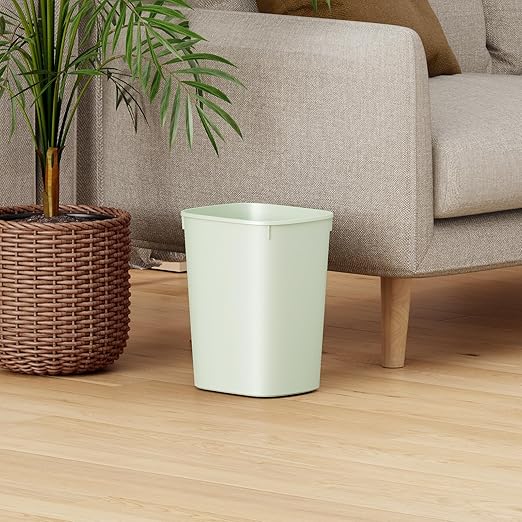 CEROELDA Bathroom Trash Can with Lid, 10L/2.6 Gal Small Garbage Can with Press Top Lid, Slim Plastic Waste Basket for Toilet, Office, Bedroom(Green)