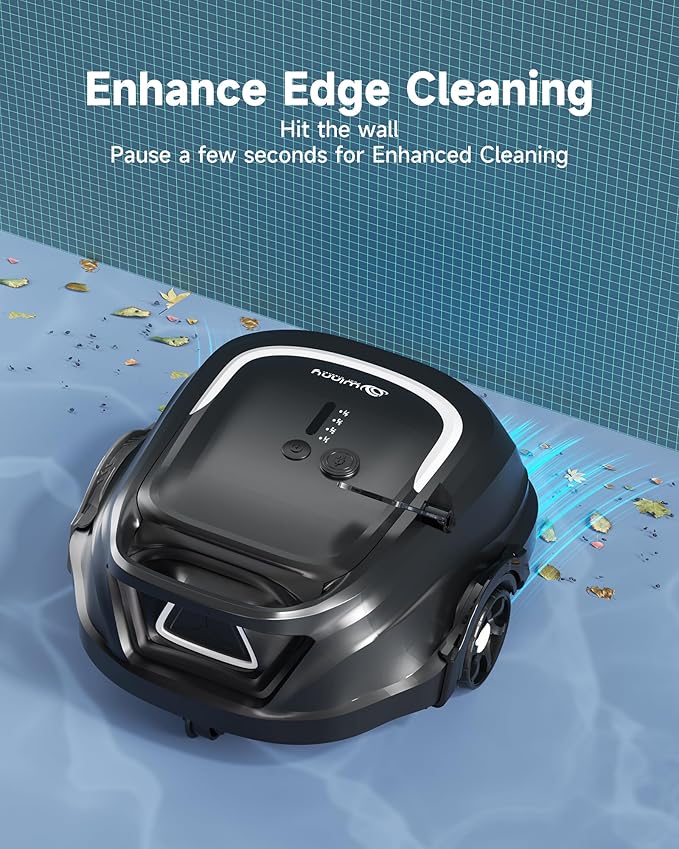 (2026 Upgraded) A1 Robotic Pool Vacuum for Above Ground Pools, Dual Filters, Self-Parking, 120-Min Runtime & 2.5h Fast Charging, Powerful Suction, Ideal for Flat Pools up to 1076 sq.ft (Black White)