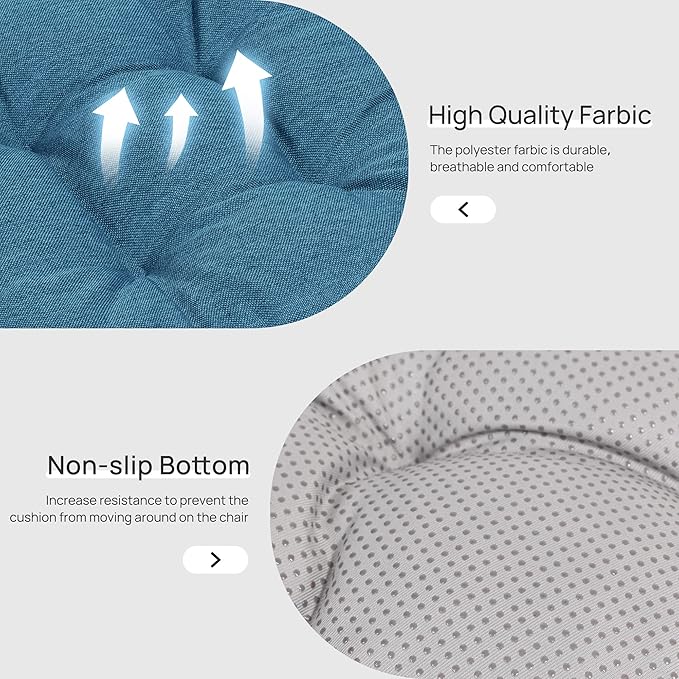 Love's cabin Memory Foam Chair Cushions Set of 4, 19"x19"x3.5" Indoor & Outdoor Seat Pads for Dining, Kitchen, Office, Patio Chairs - Blue