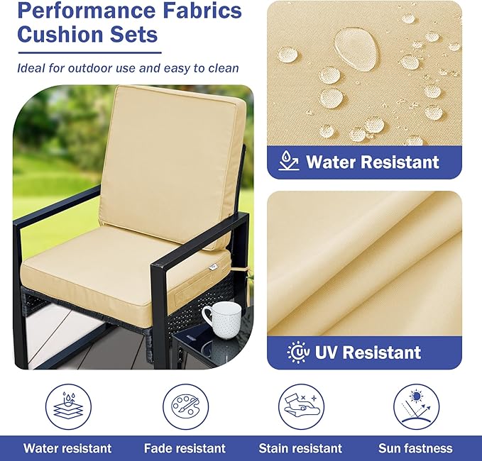 Outdoor Cushions, Outdoor Chair Cushions 24x24x4 Inch, Cushions for Outdoor Furniture with Removable Cover, Waterproof & Fade Resistant Outdoor Seat Cushions for Patio, Lawn, Beige