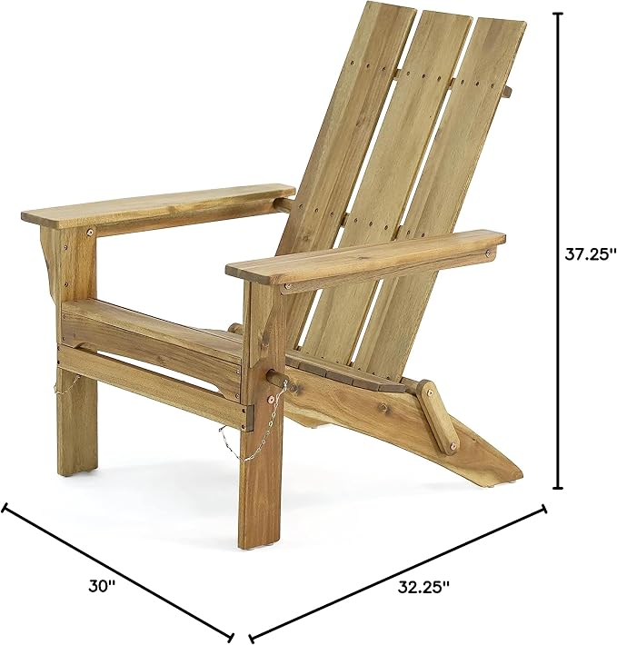 Christopher Knight Home Aberdeen Outdoor Contemporary Acacia Wood Foldable Adirondack Chair, natural stained