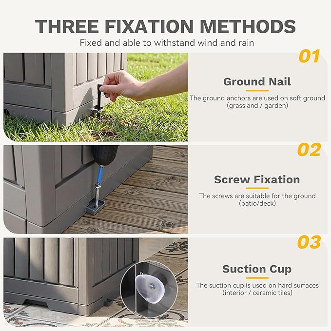DWVO 38 Gallon Outdoor Trash Can, Set of 2 Resin Garbage Bins with Lids, Includes 2 Sorting Labels, Ash Holder, Stakes & Suction Cups, Hideaway Storage for Patio Backyard Garden, Light Brown