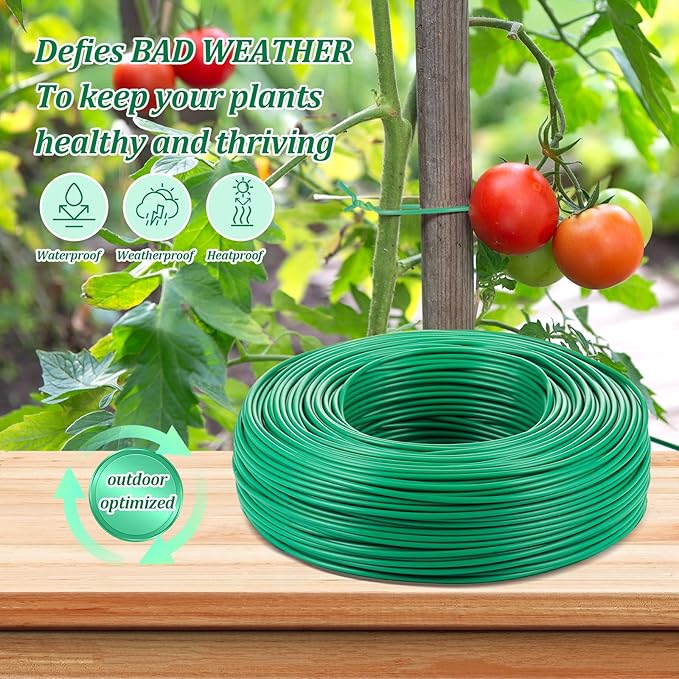 Zhengmy 250ft/76m Green Garden Wire,with Wire Cutter,Sturdy Plant Ties,Twist Garden Ties Gardening Supplies 2.5 mm Diameter for Supporting Climbing Plants Office Organization and Decoration Binding