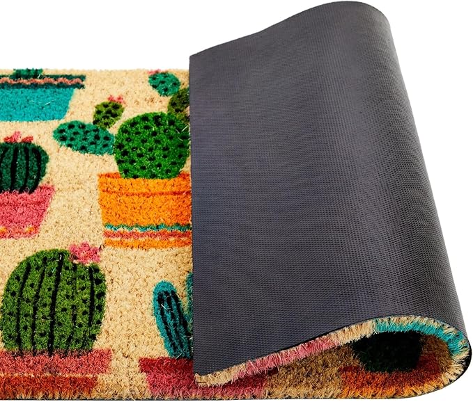 Juvale Natural Coco Coir Door Mat - Outdoor Welcome Mat for Front Door - Dirt-Cleaning Doormat for Outdoor Entrance - Cactus Coir Doormat for Entry - 17 x 30 in, 0.6 in Pile
