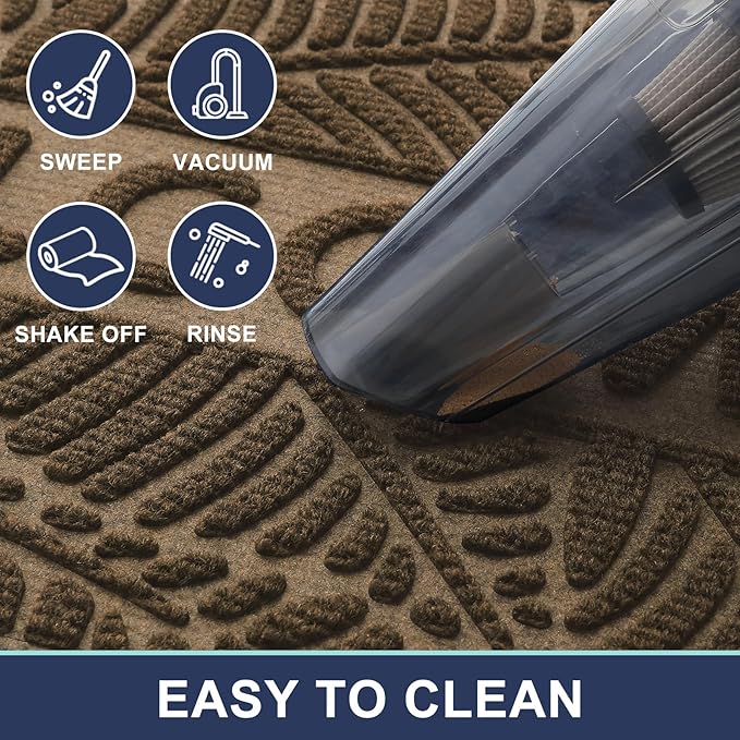 Smiry Welcome Mat Indoor Outdoor, All-Season Waterproof Front Door Mat, Sturdy Natural Rubber Doormat, Non-Slip, Easy Clean, Low Profile Dirt Trapper for Porch Patio Entrance, 71x47, Brown