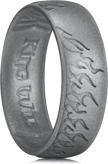 King Will Silicone Ring for Men and Women, 1.8mm Ultra Thick 6.6mm Width, Dome Metallic Style Comfort Fit - Breathable Durable Flexible Wedding Band