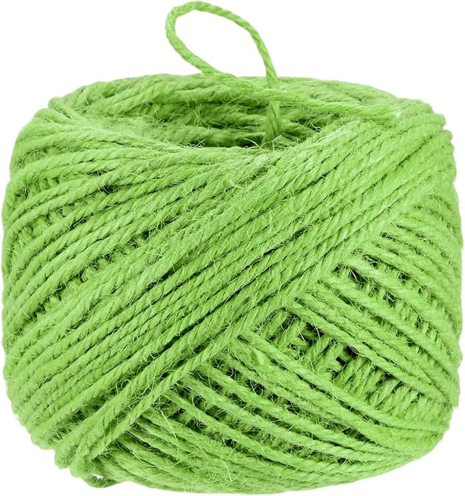 1-Pack Natural Jute Twine String, 3mm x 328ft/100m Long Garden Twine Balls for Crafts/Gift Wrapping/Gardening Plants, Durable Plant Ties Thick Rope [Light Green]