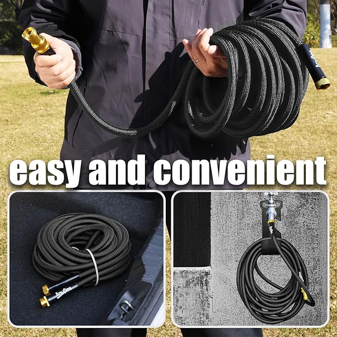 Garden Hose 100FT, Lightweight 3-Layer PVC Flexible Water Hose, No Kink, Leak-Resistant, High-Pressure with Metal Fittings, Durable for Outdoor, Gardening, Washing Cars, Easy to Store