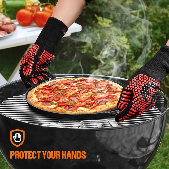 Onlyfire BBQ Gloves 1472°F Heat Resistant Grill Gloves Fireproof Oven Gloves for Cooking, Grilling, Barbecue, Smoker, Baking, Frying, Red