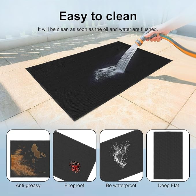 70x48 Inch Under Grill Mat for Outdoor Grill & Fire Pit - Double-Sided Fireproof, Oil-Proof Deck Protector | Easy to Clean | Heavy Duty BBQ Mat for Blackstone Grill, Wood Deck, Patio, Lawn, Fireplace
