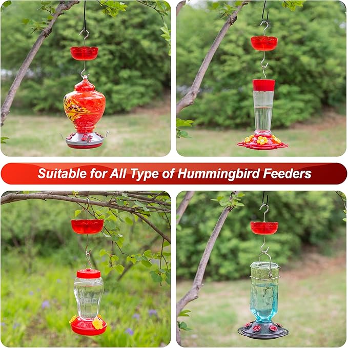 Ant Moat for Hummingbird Feeders, (4 Pack, 6 OZ) Vintage Style Humingbird Feeder Parts Ant Guard & Stopper(Red)