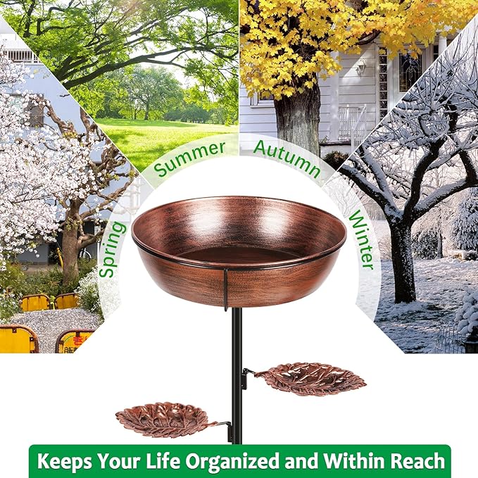 Metal Bird Bath for Outdoor - Garden Bird Bath with Removable Bowl Heavy-Duty Base, Winter Birdbath Feeder Rust-Proof Birdbaths for Garden Yard Lawn Decor, Easy to Install(Bronze)